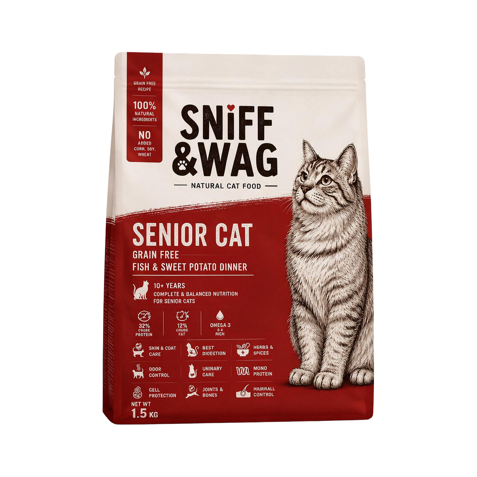 Senior Cat grain-free fish and sweet potato dinner
