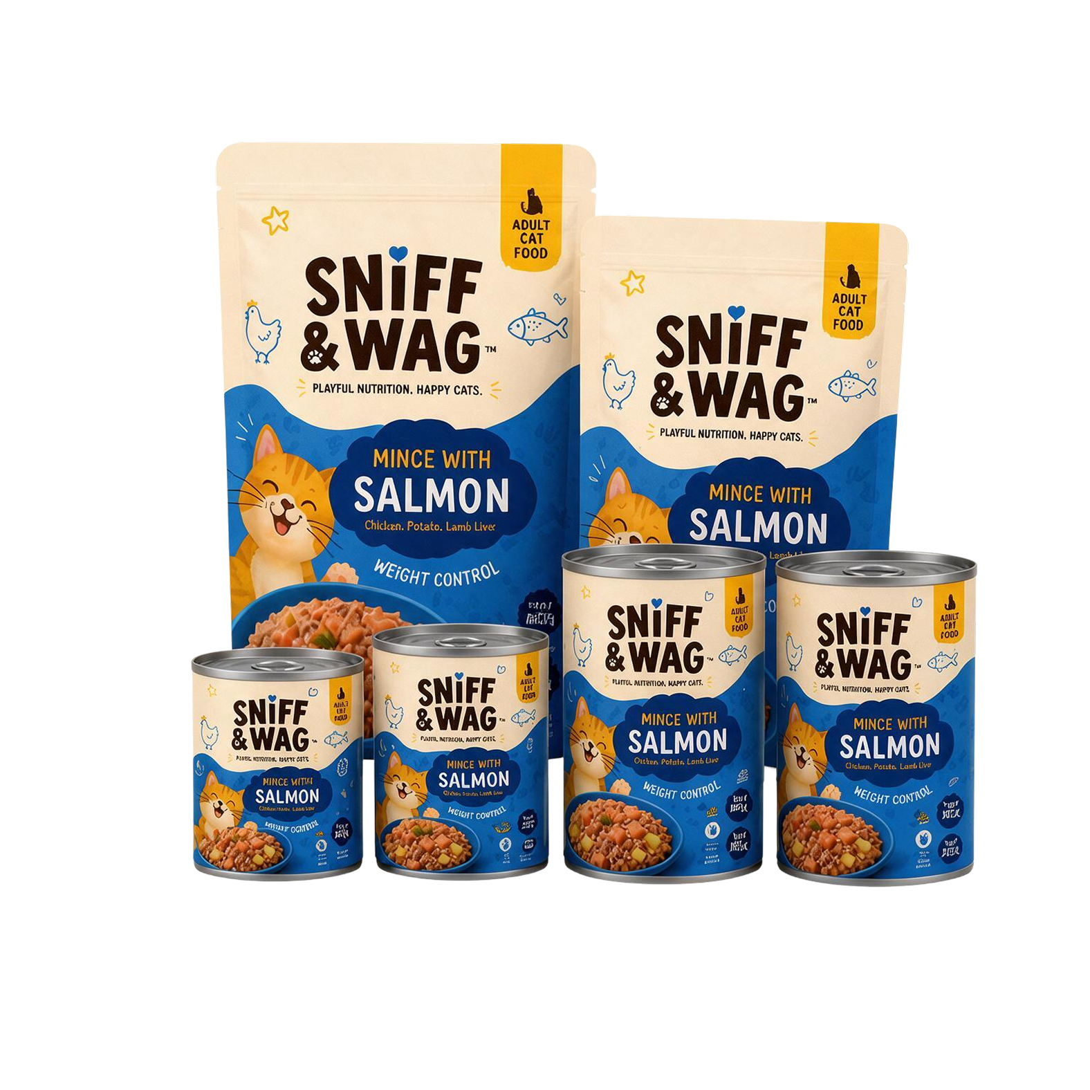 Adult cat salmon mince wet food