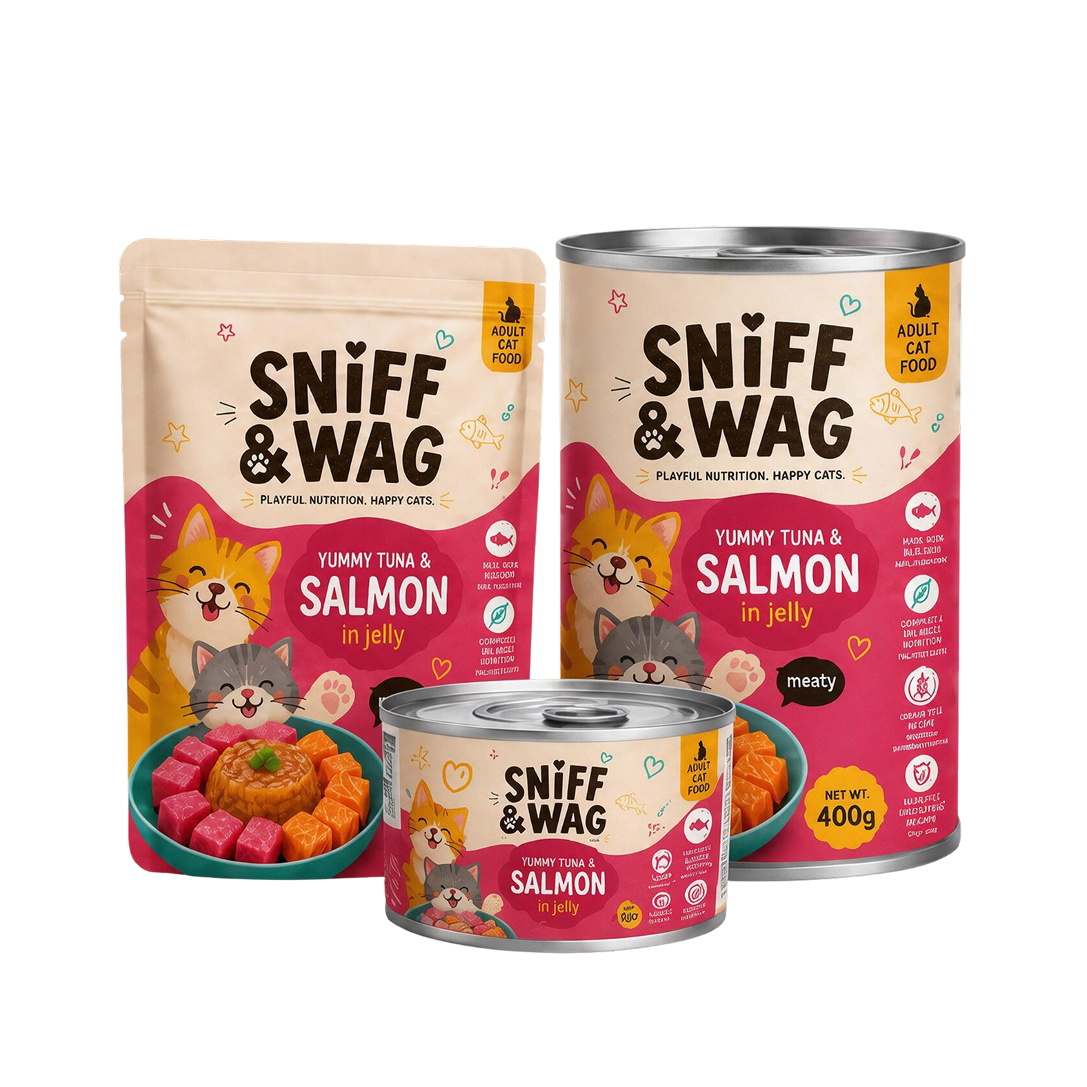 Adult cat tuna and salmon in jelly