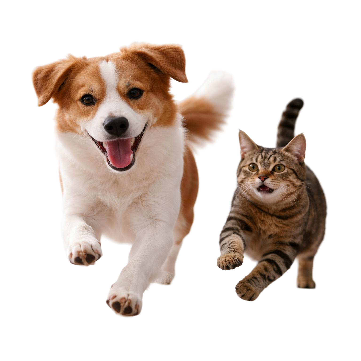 Happy dog and cat