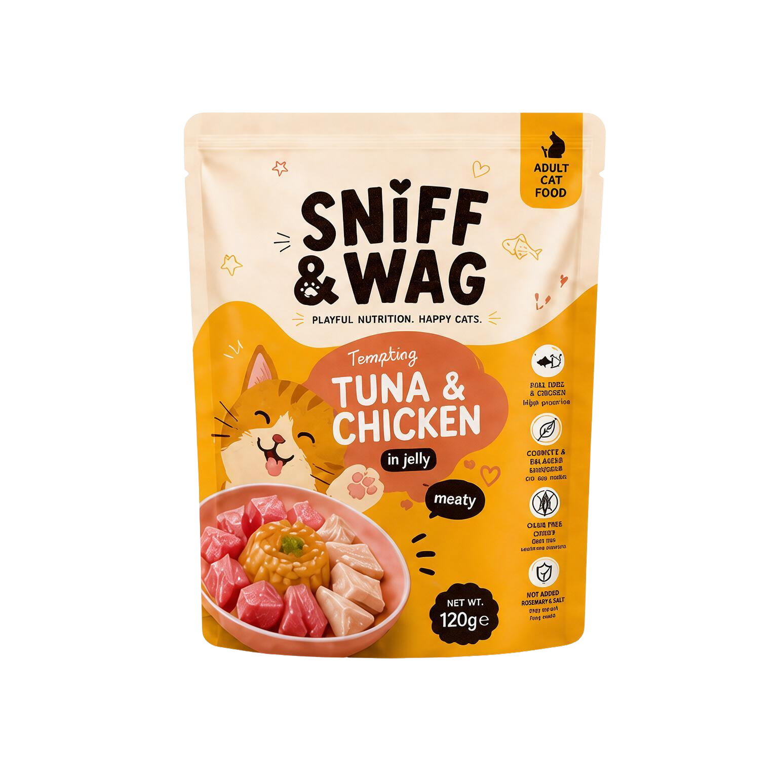 Sniff and Wag Tuna and Chicken wet cat food pouch